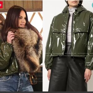 Apparis Colby Cropped Vegan Leather Bomber Hunter Green 
